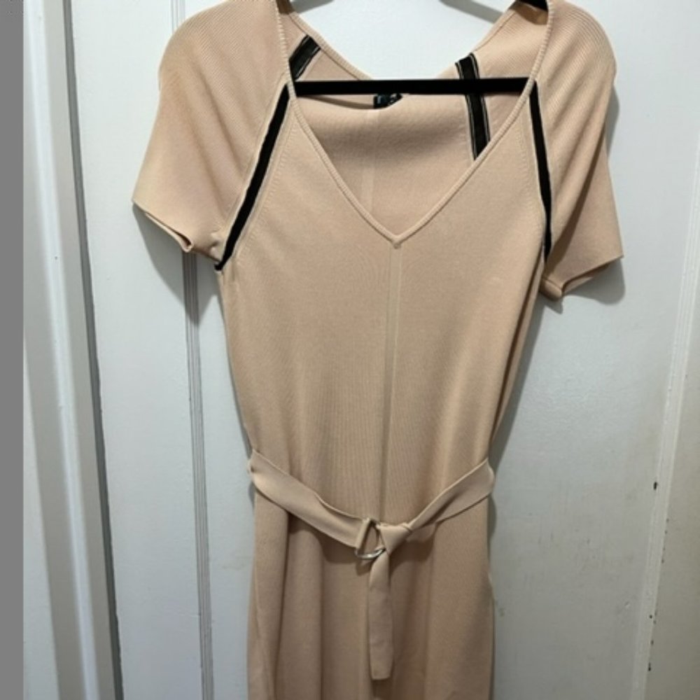 Beige ribbed Cocktail Dress